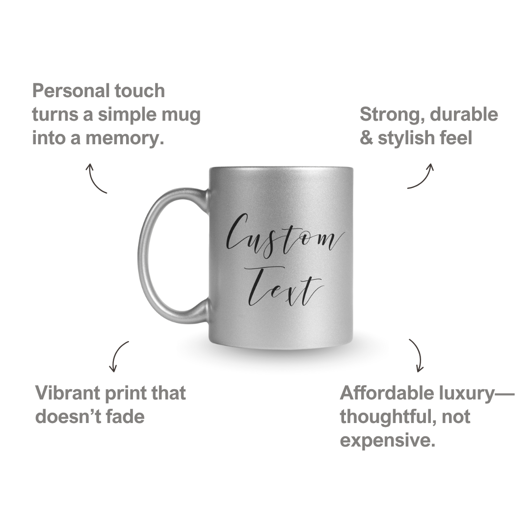 Persoanlized  Metallic Silver Ceramic Mug