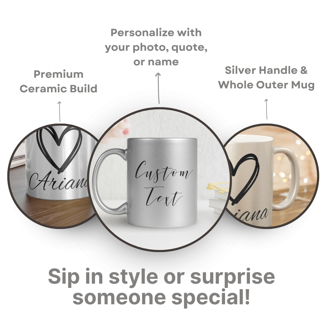 Persoanlized  Metallic Silver Ceramic Mug