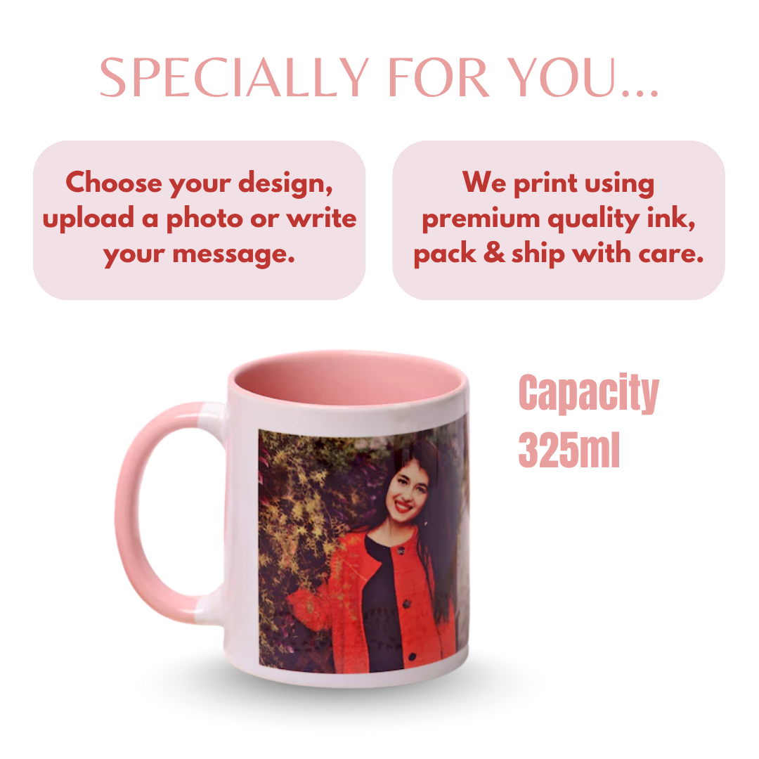 Personalized 3-Tone Pink Ceramic Mug