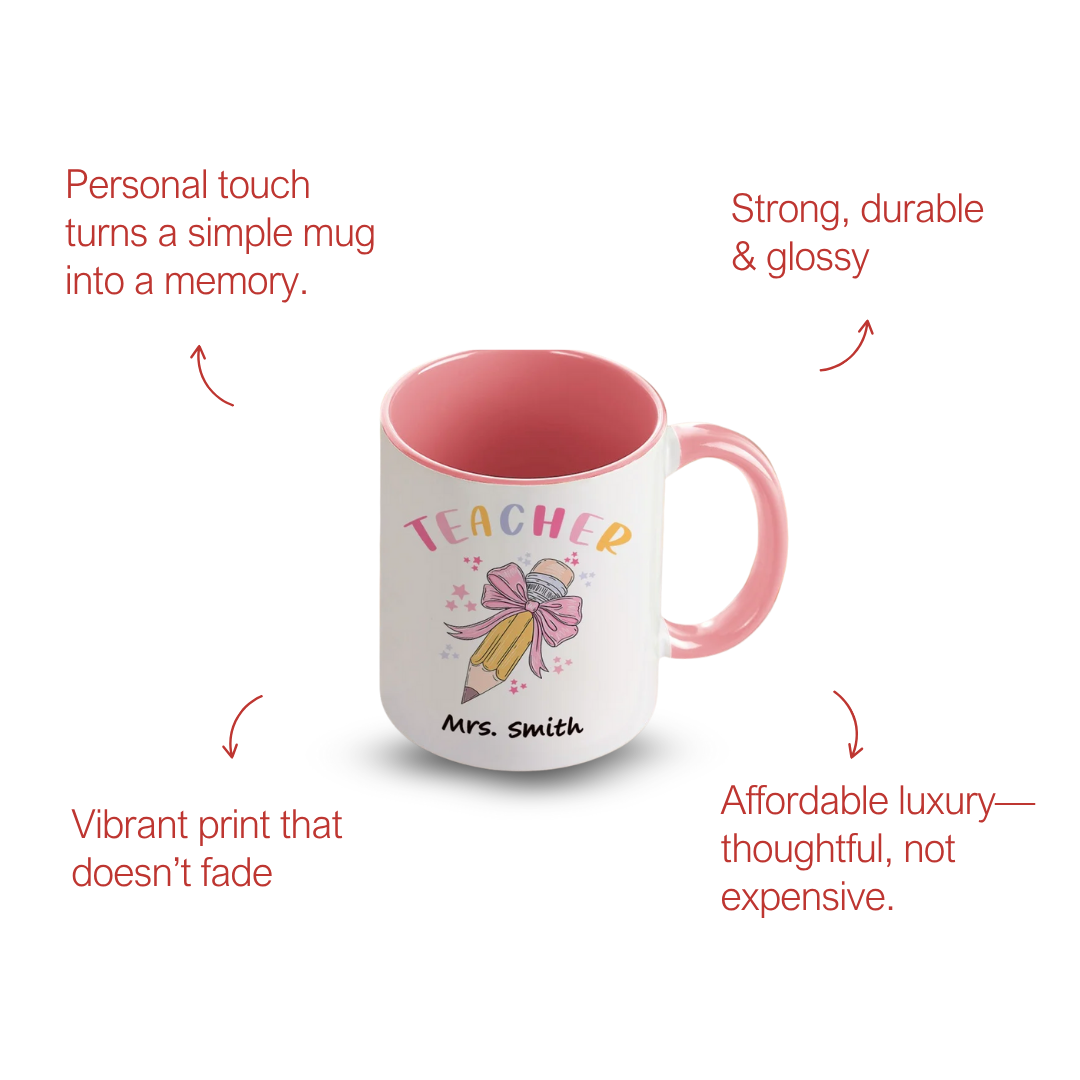 Personalized 3-Tone Pink Ceramic Mug