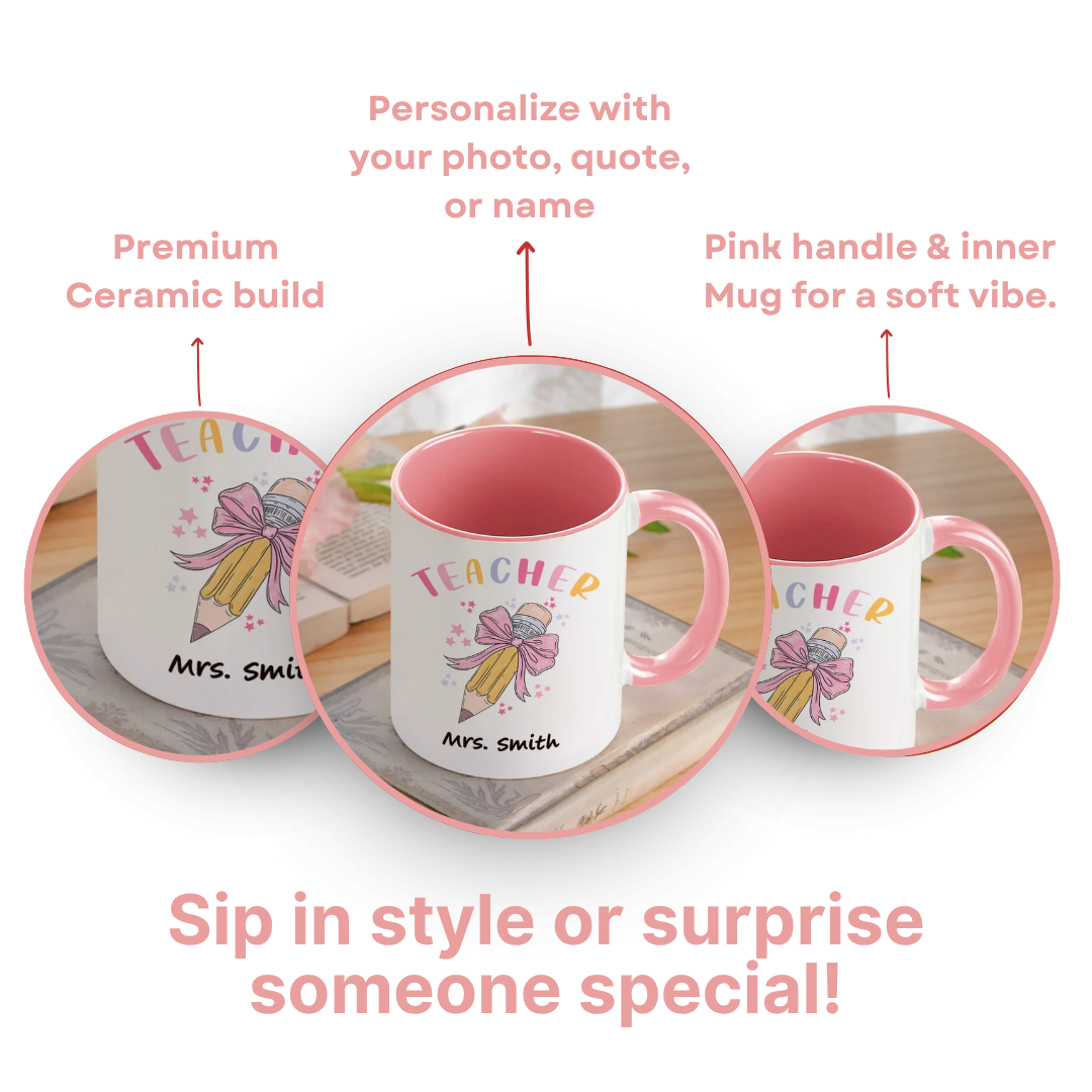 Personalized 3-Tone Pink Ceramic Mug