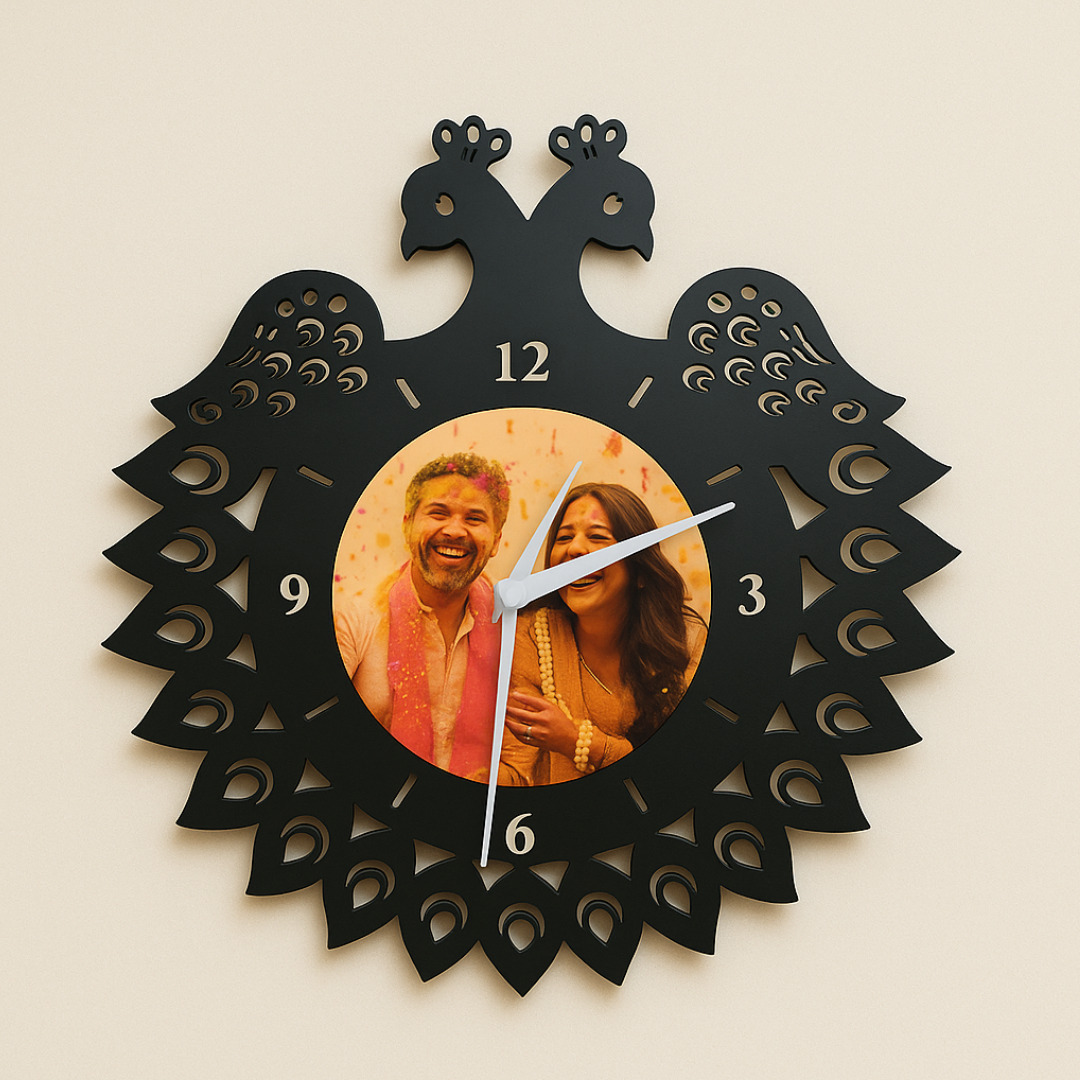 Peacock Personalized Photo Wall Clock