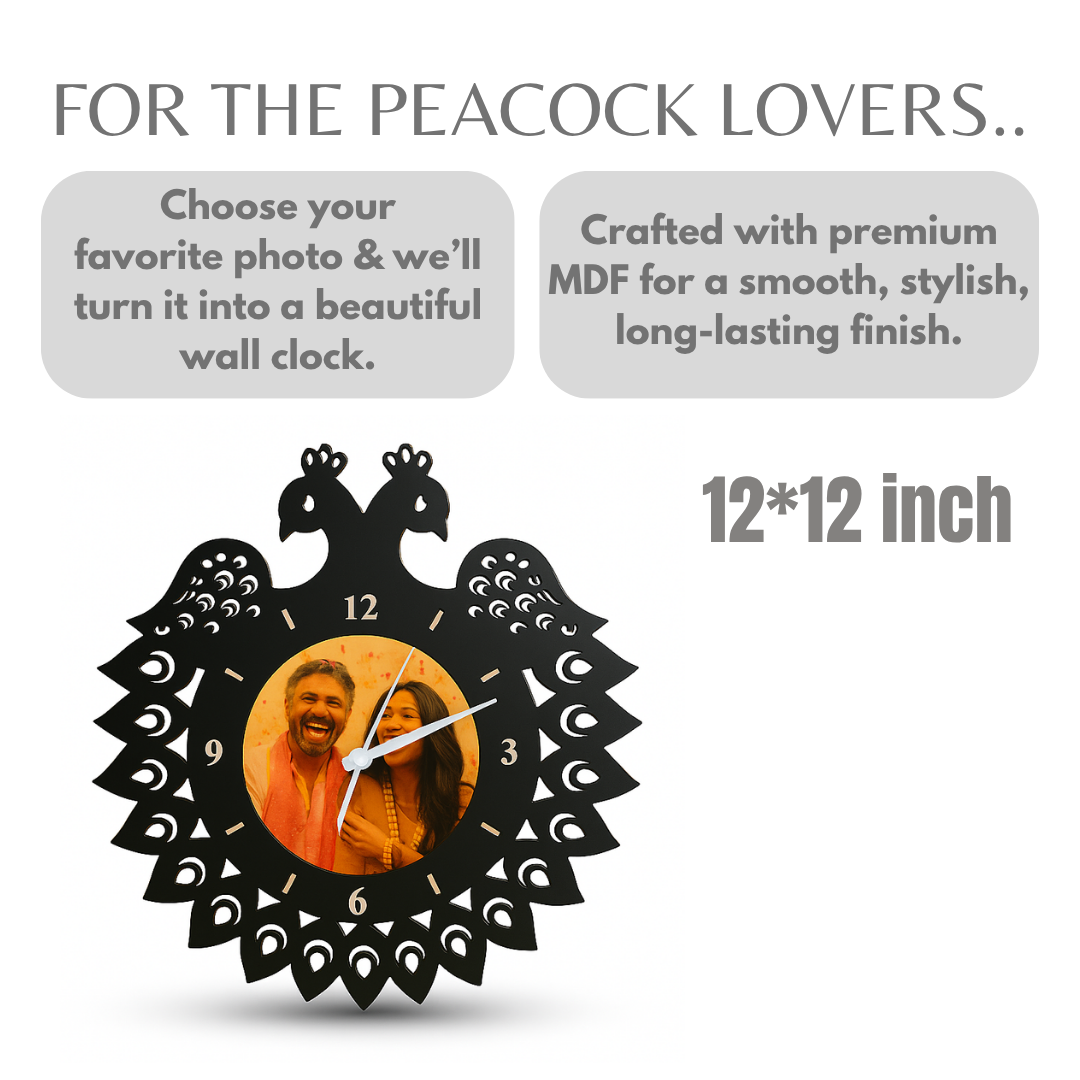 Peacock Personalized Photo Wall Clock