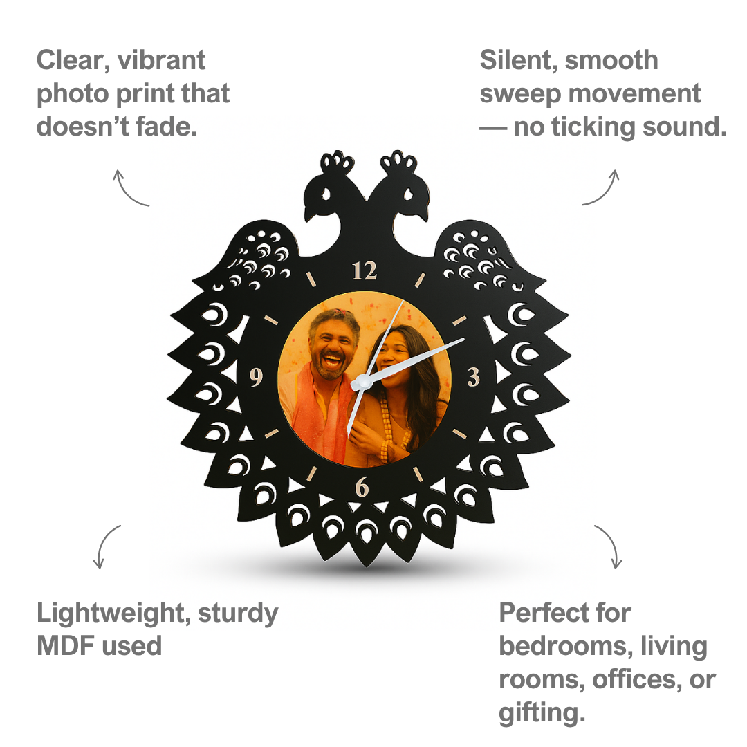 Peacock Personalized Photo Wall Clock