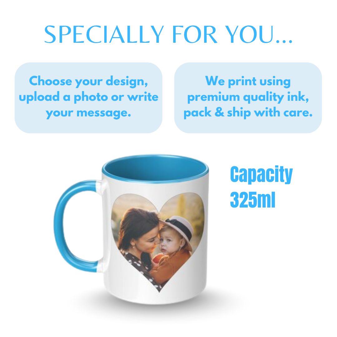 Personalized 3-Tone Light Blue Ceramic Mug