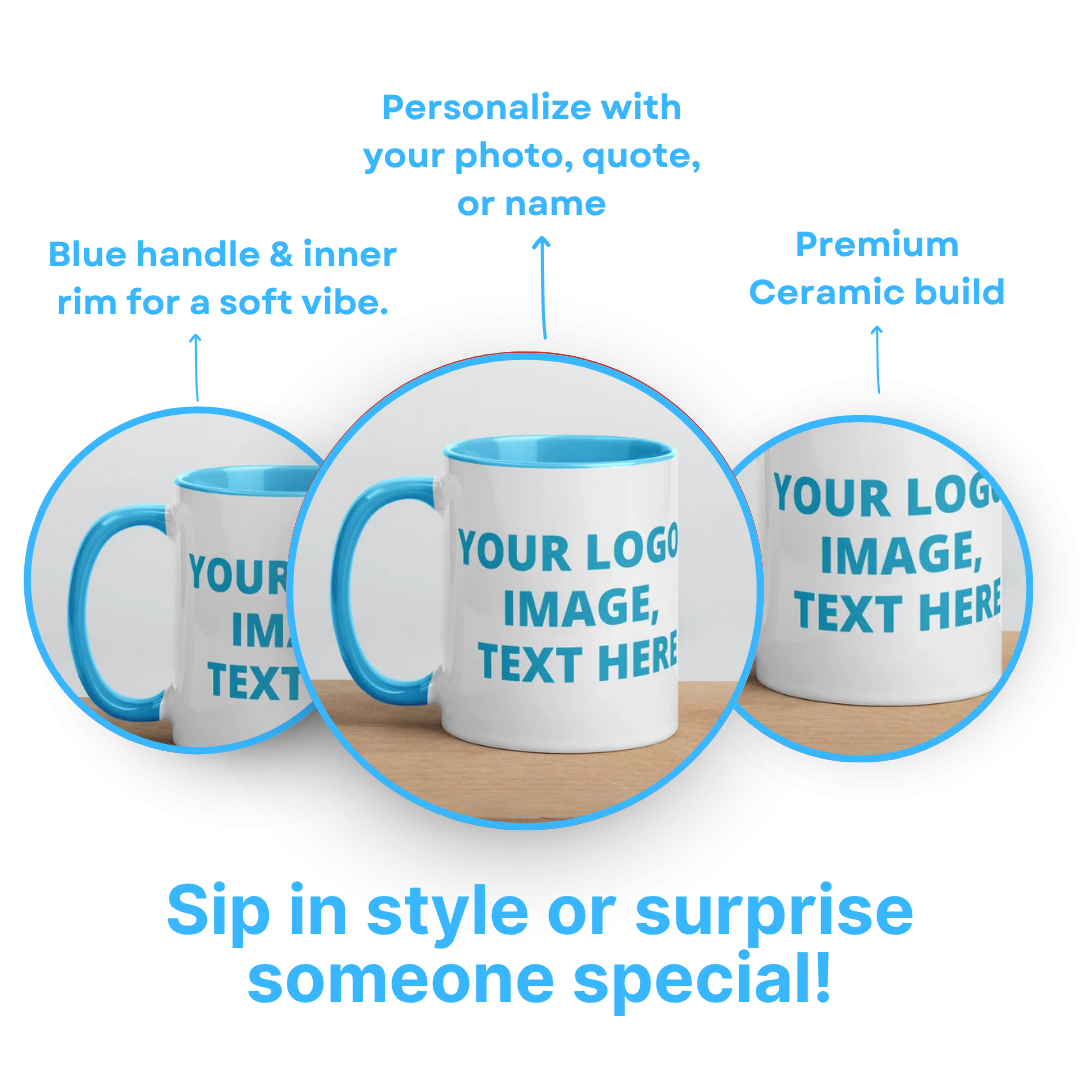 Personalized 3-Tone Light Blue Ceramic Mug