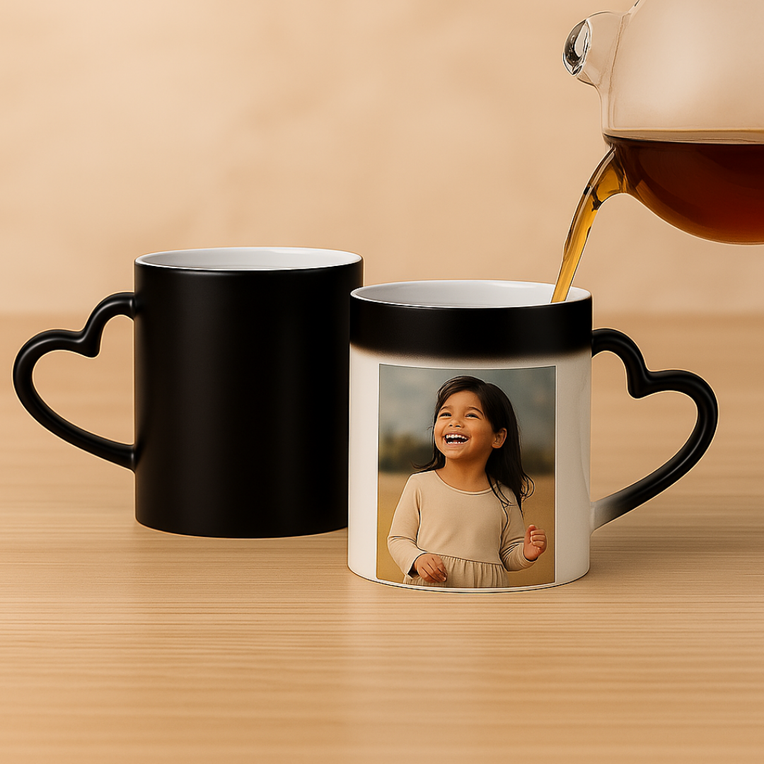 Personalized Black Heart Handle Magic Mug