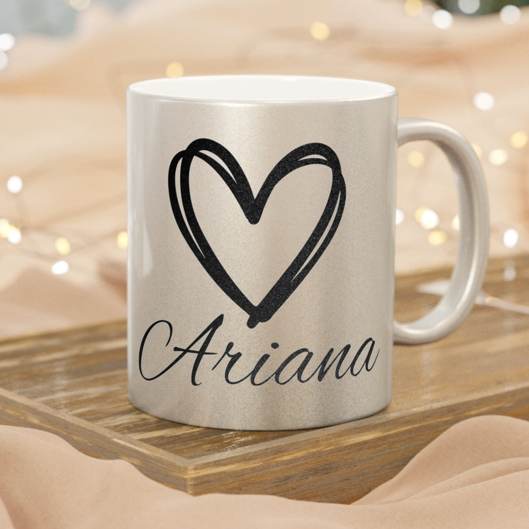 Persoanlized  Metallic Silver Ceramic Mug