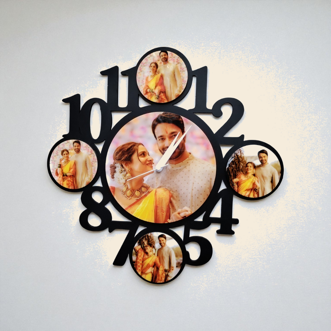Personalized 5-in-1  MDF Circular Wall Clock