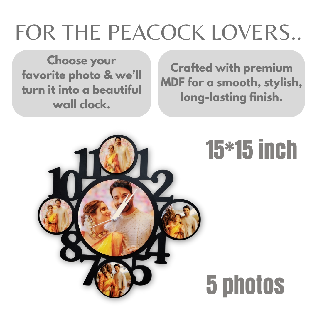 Personalized 5-in-1  MDF Circular Wall Clock